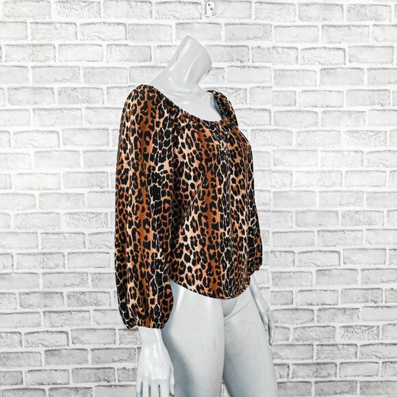 Laura Byrnes Women's off the Shoulder blouse in Leopard print size XS - Picture 4 of 6